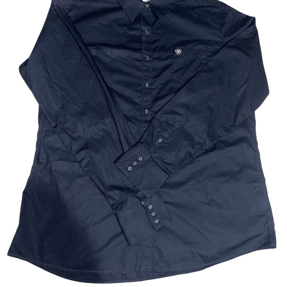 Men's solid black ARIAT fitted button down shirt … - image 1